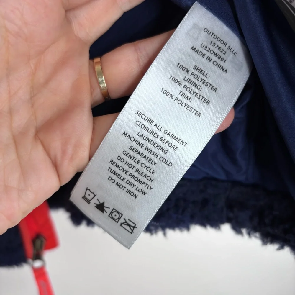 Eddie Bauer Navy Sherpa Fleece Jacket Size XS 5/6 EUC